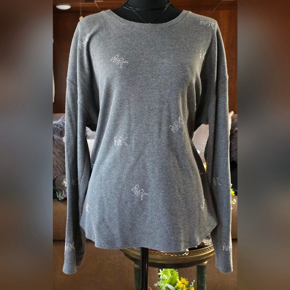 Michael Michael Kors Gray Rhinestone Sweater - Picture 7 of 7